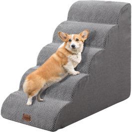 Сходинки для собак маленьких порід, 5 сходинок, неслизькі, для котів та собак, знімний чохол, сірий колір