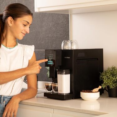 Кавомашина Cecotec Cremmaet Compactccino 1350 Вт, 19 бар, з автоматичним очищенням, вбудованим млином і Thermoblock, чорна