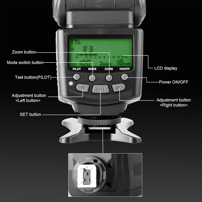Спалах Meike MK430 TTL для Nikon: сумісний з D7100, D5300, D5200, D3500, D3100, D600, D800, D3200, D90, D80, D300, D7500, D780 та інші моделі