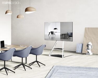 Підставка для телевізора FITUEYES Eiffel Grey, мобільна, поворотна, на коліщатках, для телевізорів 32-65 дюймів (до 40 кг), регульована висота, нахил