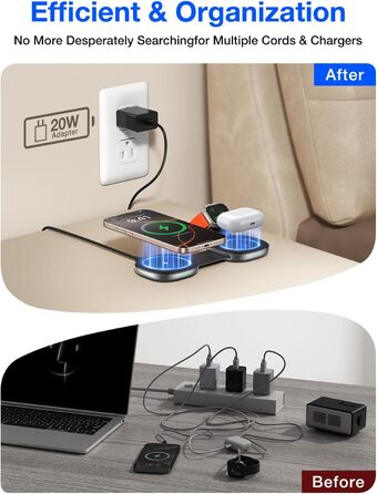 Бездротова зарядка 3-в-1 з MagSafe: для iPhone, Apple Watch, AirPods (20W)