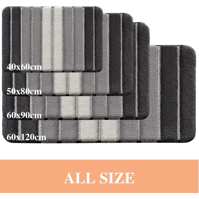 Килимок для ванної кімнати Wyewye з мікрофібри, 40 x 60 см, сірий - супер вбираючий