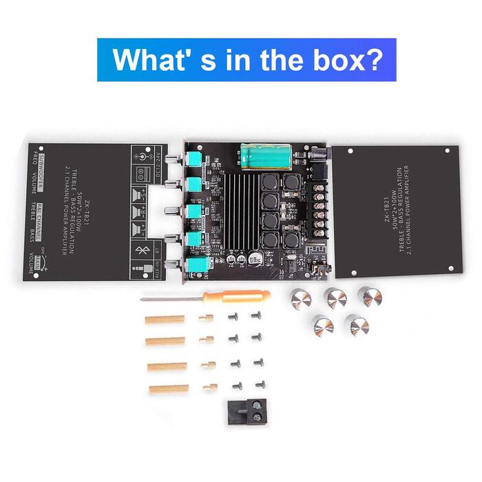 Підсилювач RUIZHI 2x50W+100W 2.1-канальний з Bluetooth, сабвуфер, плата з регулюванням басів і високих, TPA3116, DC 12-24V, для бездротових DIY-колонок