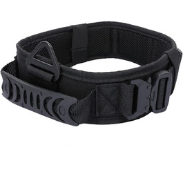 Нашийник для собак з м'якою підкладкою 7 см, з двома пряжками, контрольний ручка, тактичний, регульований, для великих собак (чорний)