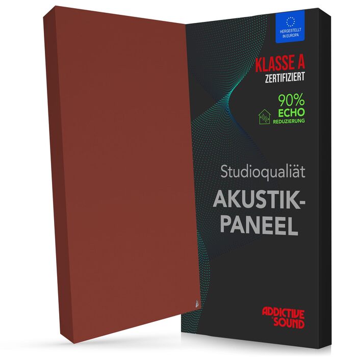 Акустична панель Addictive Sound Schallabsorber Wand Premium для стін та стелі, звукопоглинаюча панель класу A, 100x50x11 см, колір бордовий (Burgundy)