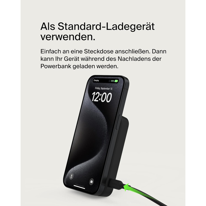 Power Bank Belkin BoostCharge Pro 10000mAh з Qi2, MagSafe, вбудований стійка, чорний, для iPhone 17, Air, 16, 15, 14, Pixel та інші