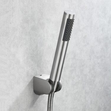 KES Handheld Shower Head Shower Head Bathroom SUS304 Shower Head with Shower Head Holder and Shower Hose Stainless Steel Brushed, LP150-BS