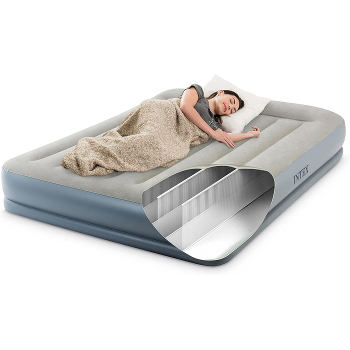 Надувний матрац Intex Queen Kissen Rest Fiber-Tech RP 152x203x30 см (64118ND) - комфортний матрац для сну