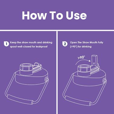 BOTTLE BOTTLE Insulated Stainless Steel Water Bottle 64oz (1.8L) with Straw, Lid, Handle & Pill Compartment – BPA-free, Leak-proof, Ideal Drinking Bottle for Sports, Fitness, Hiking & Outings (Violet)