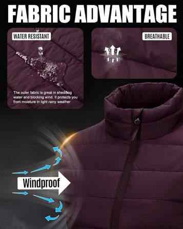 Стьобана жилетка Outdoor Ventures для жінок, тепла, з капюшоном, для походів, кемпінгу, велосипеда, фіолетовий, розмір M