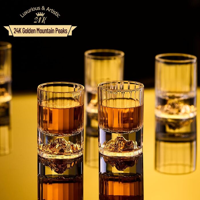Набір келихів для шнапсу DUJUST 4cl (6 шт) з 24К позолотою, кришталь, без свинцю та BPA, декор для дому