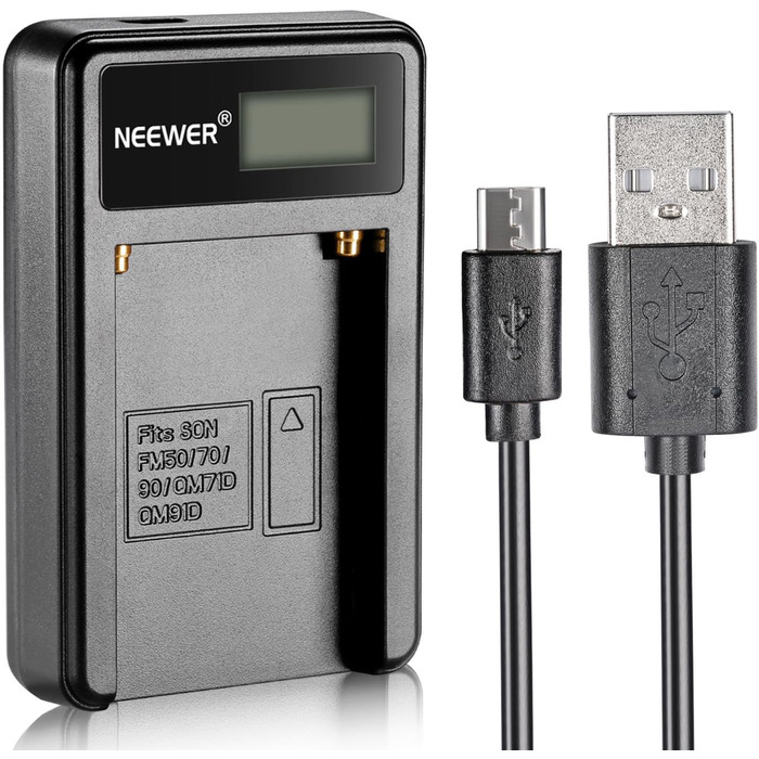 Зарядний пристрій NEEWER Micro USB для акумуляторів Sony NP-F550/F750/F960/F970, NP-FM50/FM70/FM90, QM71D, 91D, NP-F500H/F55H