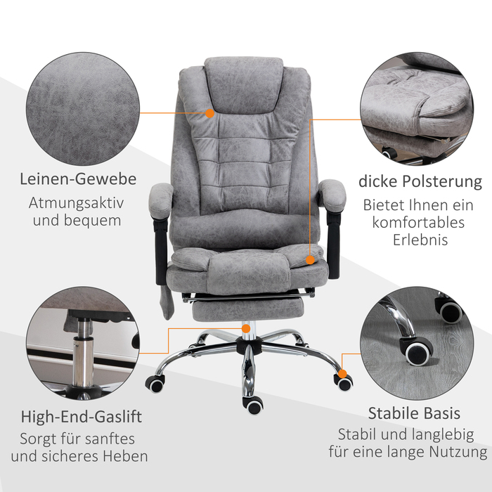 Vinsetto Office Chair with Massage Function, Ergonomic Desk Chair with Recline and Heat Function, Remote Control, Gray
