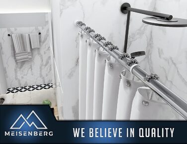 Штанга для душу без свердління 160-210 см, срібна, Ø 32 мм, телескопічна, з кріпленнями - для ванни, дверей, шафи. Нержавіюча сталь