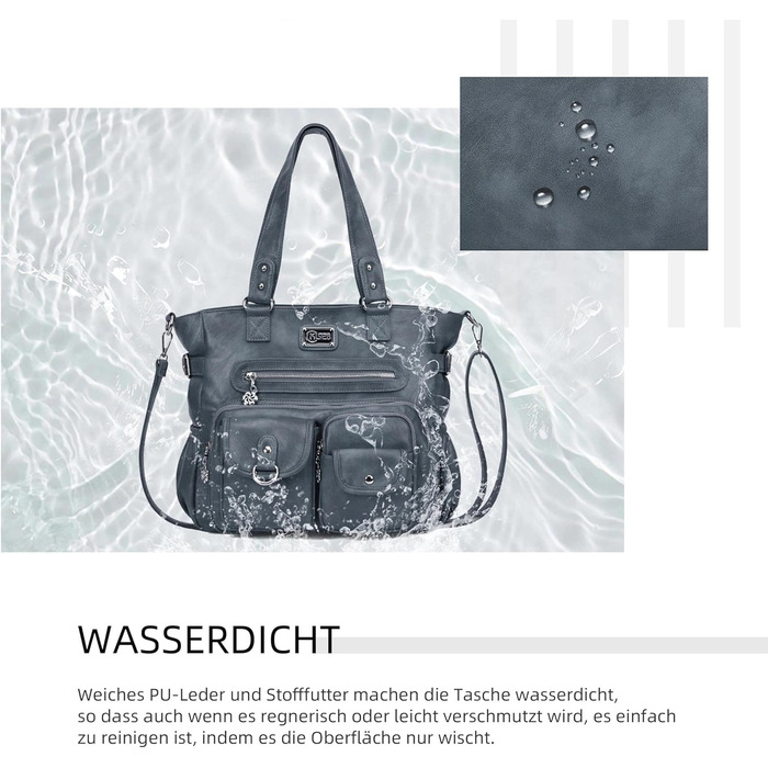 Сумка жіноча KL928 через плече, велика, PU шкіра, чорно-блакитна (під павича)