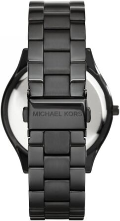 Жіночий годинник Michael Kors Slim Runway 42mm, кварцовий механізм, сталевий браслет, чорний з золотим