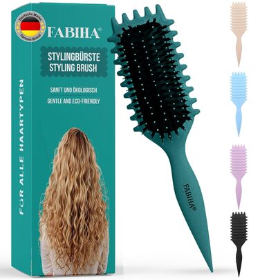 Щітка для волосся Lockenbürste Premium - для кучерявого волосся, біо-щітка з щетиною дикого кабана, без заплутування, оригінальна 3-в-1 для створення локонів (Ліловий/Блакитно-зелений)