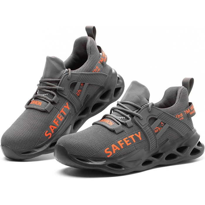 Черевики робочі чоловічі безпекові легкі зі сталевим носком, дихаючі, розміри 39-48 EU, 42 EU, темно-сірий