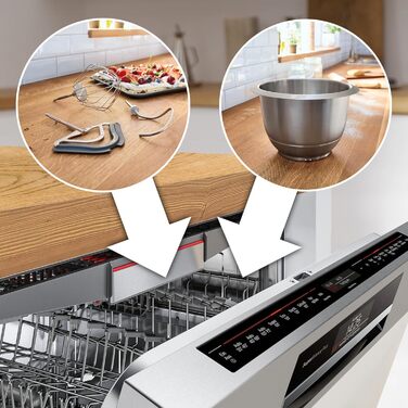 Bosch Kitchen Machine Series 4 MUM5XW20, stainless steel bowl 3.9 L, integrated scale, mixer 1.25 L, professional dough hook, snow sweeper, silicone beater, continuous slicer, 4 discs, 1000 W, white/silver white, 2 accessories, integrated scale