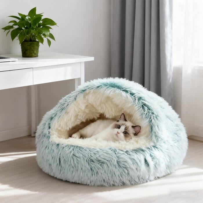 М'яке ліжко для собак та котів у формі мушлі, тепле, зручне, миється, 65x65 см (зелене)