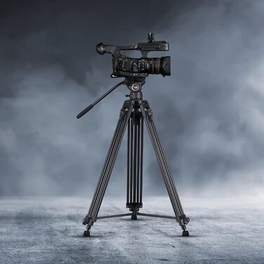 Штатив відео Cayer BV30L 72 дюйми - професійний штатив з алюмінію, рідинний упор K3, середній розвід, 6 кг, для DSLR/відеокамер + бонус Quick Release Plate