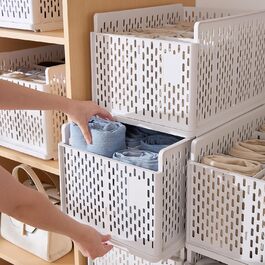 RMAN 4-Piece Closet Organizer Stackable Foldable Closet Organizer for Drawers, Closet Organizer, Storage Boxes, Kitchen, Bathroom (Beige)