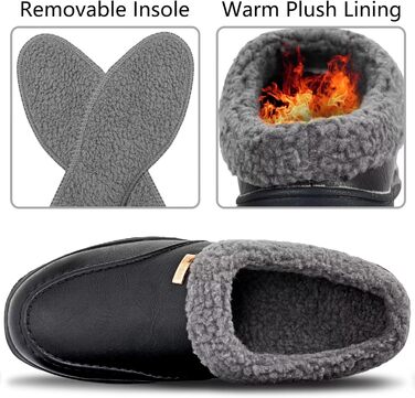 Чоловічі домашні тапочки з плюшевою підкладкою, теплі зимові, чорні (45 EU)