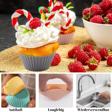 24/36 Формочки для мафінів з силікону, 6 типів, багаторазові, антипригарні, для випічки, кольорові