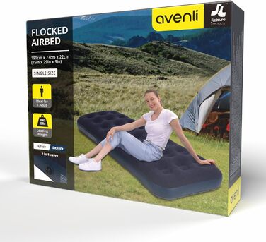 Надувне ліжко AVENLI 191x73x22 см - комфортна повітряна матрац для 1 особи, ідеально для гостей, кемпінгу та подорожей