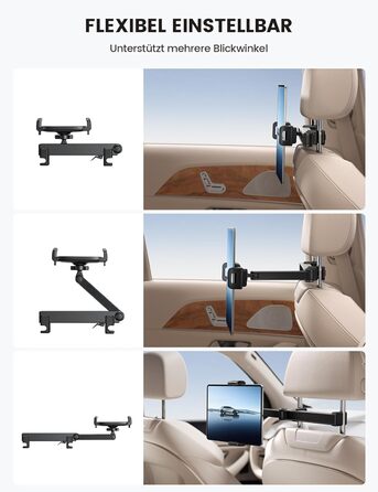 Тримач для планшету Lamicall у автомобільну підголівник - надійне кріплення, сумісний з iPad, smartphone, Switch, Samsung Tab (4.7-13 дюймів)