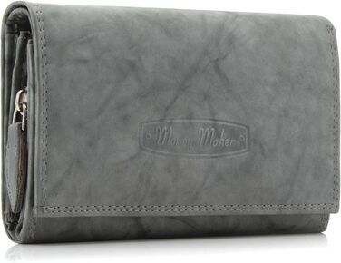 ekavale Wallet for Women Leather with RFID Protection, 25 Compartments, Long Card Holder (Gray)