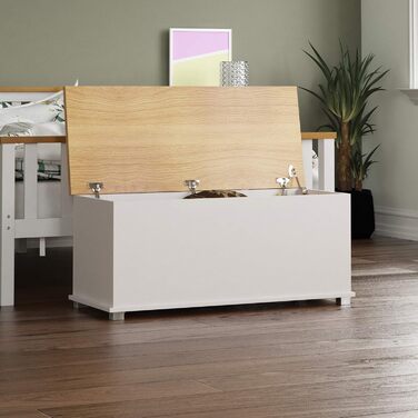 Скриня-оттоманка Vida Designs Arlington, біла, дерев'яна, з кришкою, для зберігання іграшок, білизни, пледів, лавка-сидіння, пуф