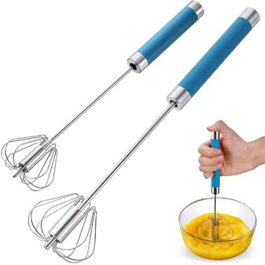 Набір з 2 штук напівавтоматичних міксерів для випічки та приготування їжі на природі, нержавіюча сталь, 10 та 12 дюймів