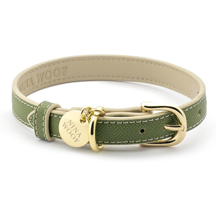 Нашийник для собак Nina Woof Milan з веганської шкіри, м'який, регульований, з крокодиловим тисненням, розмір M (38–48 см)