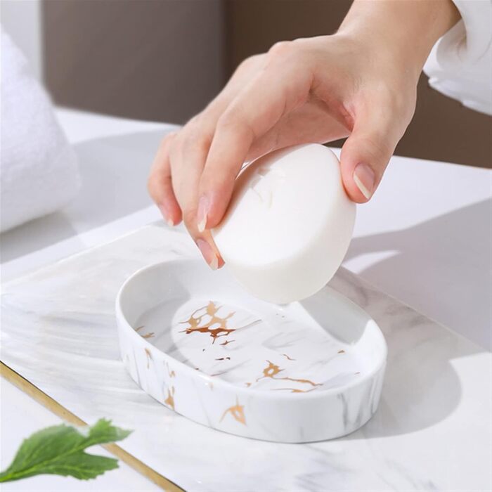 Набір аксесуарів для ванної кімнати GIBZ: мильниця, тримач для зубних щіток, дозатор мила, стаканчик (білий)