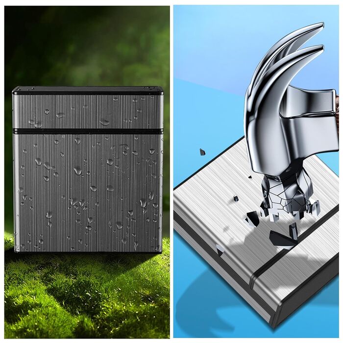 Металеве тютюнопакувальник для 40 сигарет, великий, з магнітною кришкою, чорний