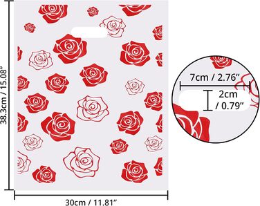 Belle Vous Shopping Bags Carrier Bags Plastic (100 Pack) - 30 x 38.3 cm Boutique Plastic Bags Small with Handles Glossy as Gift Bags/Guest Gifts, Clothing/Food and Small Gift Bags