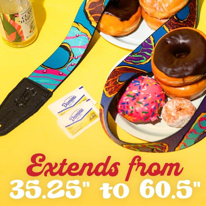 Гітарний ремінь Levy's Musikinstrumente з поліестеру, 5,1 см, з мотивом пончиків (65 дюймів, пончики)