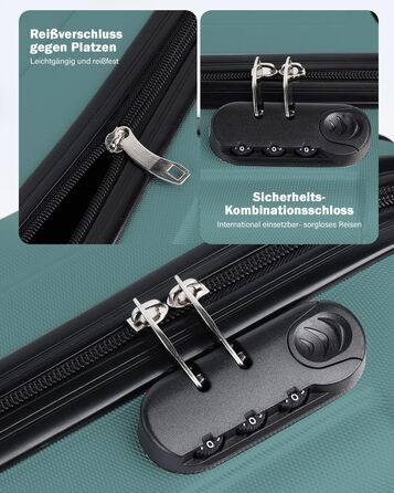 Набір валіз Boleedy 3шт (55/66/76 см), Trolley, жорсткий корпус, 360° обертання, тихі колеса, телескопічна ручка, темно-зелений