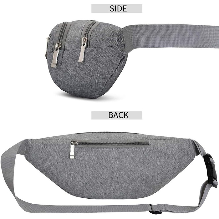 Водонепроникна поясна сумка на пояс для жінок та чоловіків, 3 кишені на блискавці, для походів, активного відпочинку, спорту, подорожей, гаманець для грошей (Світло-сірий)