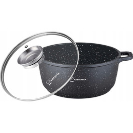 Каструля MasterPan MP-2116 з мармуровим покриттям, алюмінієва, 26 см, 5.5 л, для індукційних плит