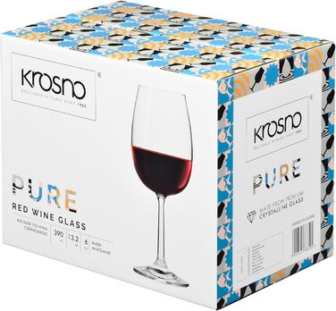 Набір келихів для вина Krosno Rotwein 6 шт. 350 мл - склянка для червоного вина, безпечне скло, для дому, ресторану, вечірки