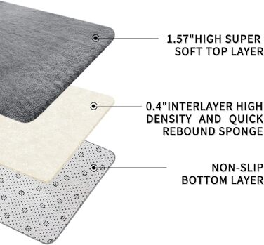 Теппих для вітальні Sour Lemon 160x230 см, сірий, для спальні, миючий, нековзний, великий, пухнастий, м'який, сучасний, килим для підлоги, килим-доріжка, сірий 160x230 см (Прямокутний)