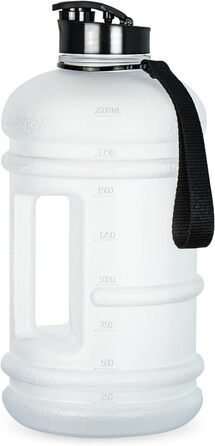 TOOFEEL Water Bottle 2L - 2 Liter Water Bottle BPA Free, Large Bottle, Reusable Sport Water Bottle with Marked Measurements, Gym Water Bottle - (Matte Clear Water Jug, 2200 ml)
