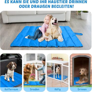 Водонепроникний килимок для собак 110 x 68 см, товстий, м'який, з можливістю прання, для подорожей, кемпінгу, відпочинку на природі (Блакитний)