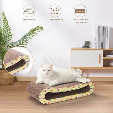 2 x Cat Scratch Board Scratch Cardboard for Cats 2 in 1, Cat Scratcher with Catnip, Recyclable Quality Cardboard Scratch Pad, Scratch Pads Double-Sided Available (1 Piece)
