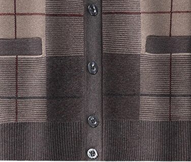 Кардиган чоловічий в стилі аргайл, з ґудзиками, в'язаний, з кишенями, кольору верблюжий (L)