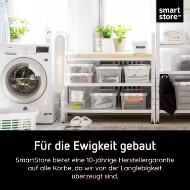 SmartStore - 4x Storage Box with Lid Classic 8L (34x25x16cm) | Stackable Box with Lid | Food-Safe Plastic Box | Plastic Box with Lid & Reinforced Corners | 10 Year Warranty (52 L)