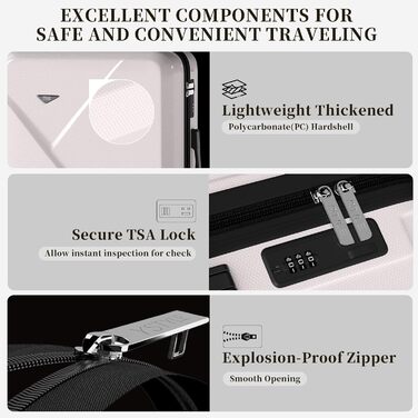 Набір валіз Ystyle Kofferset 5 шт: 12', 18', 20', 24', 28' + косметичка, ABS, 360° колеса, TSA-замок, для подорожей, круїзів, навчання за кордоном, м'ятно-зелений