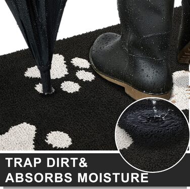 Привратний килимок Mibao 60x90 см, вологопоглинаючий та протиковзкий килим для входу та авто, що підтримує машинне прання, чорний